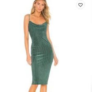 House of Harlow Revolve Elegant Green Velvet Dress Drape neck nwt